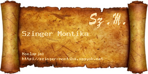Szinger Montika névjegykártya